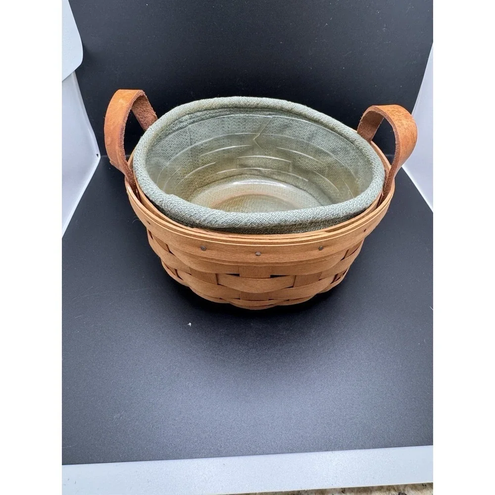 Longaberger Safron Basket Combo Collectors Club Liner Leather Handles 3